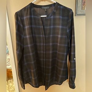 Black and Blue Plaid Women's Top